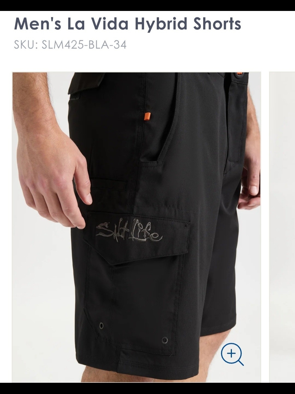 Salt Life La Vida Hybrid SLX-QD Shorts - Black with Orange Accents Size 38